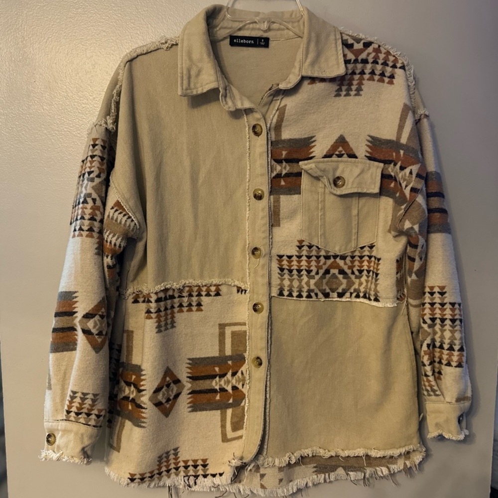 Cream oversized shacket